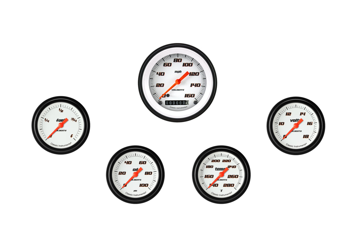 Classic Instruments Velocity Black Five Gauge Set - VS300BBLF