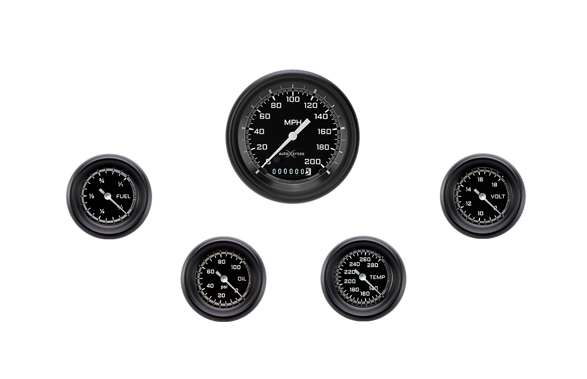 Classic Instruments AutoCross Gray Five Gauge Set - AX100GBPF