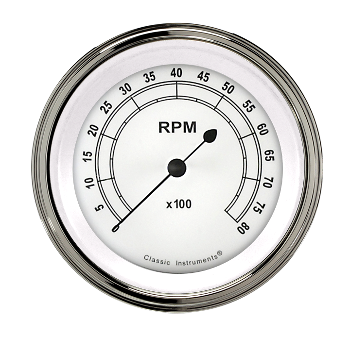 Classic Instruments Classic White 3" Tachometer Gauge (8000 RPM) - CW80SLC