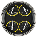 Classic Instruments AutoCross Yellow 5" Quad Gauge (240-33 Ohm) - AX75YSLF