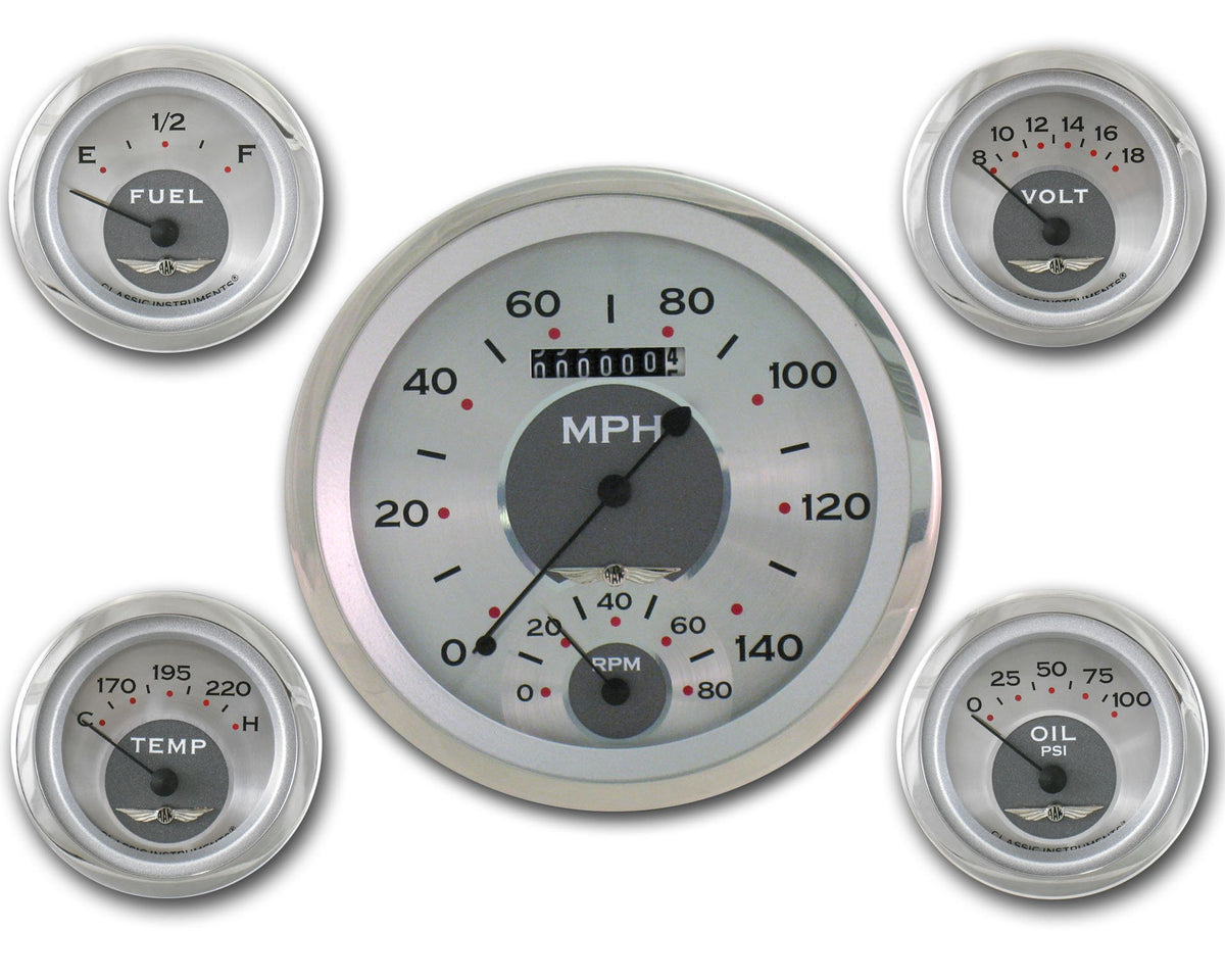 Classic Instruments All American 5" Speedo/Tach w/ 2-1/8" Fuel/Volt/Temp/Oil GM - AW65SLC