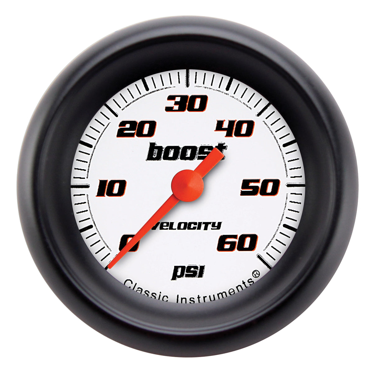 Classic Instruments Velocity White 2-1/8"  Boost Electric Gauge (60 PSI) - VS143WBPF