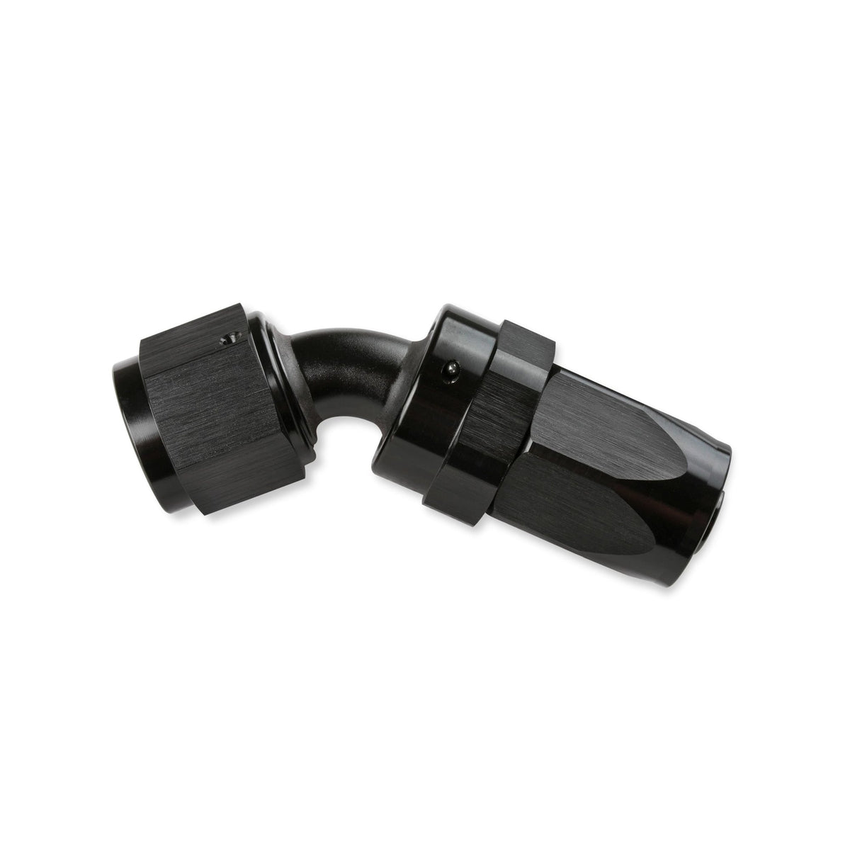 Mr. Gasket -6 AN 45 Degree Swivel Hose End - Black - 224506-BL