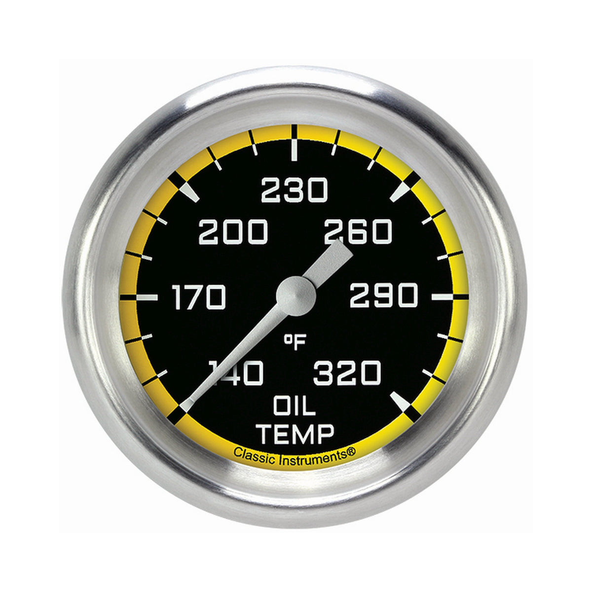 Classic Instruments Autocross Yellow 2-5/8" Oil Temperature Gauge - AX328YAPF
