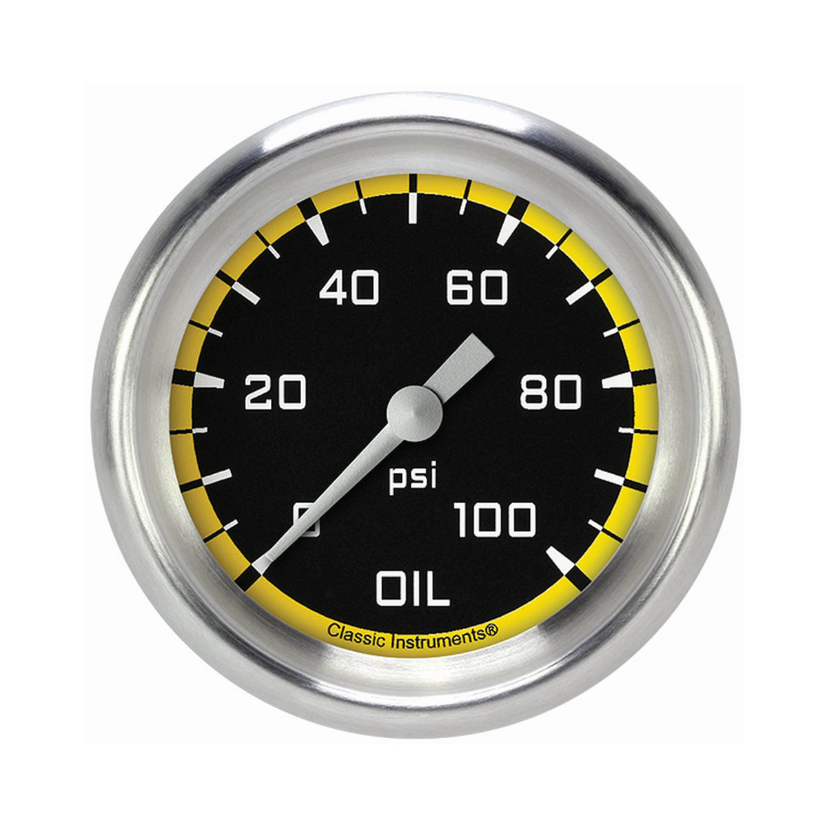 Classic Instruments Autocross Yellow 2-5/8" Oil Pressure Gauge - AX381YAPF