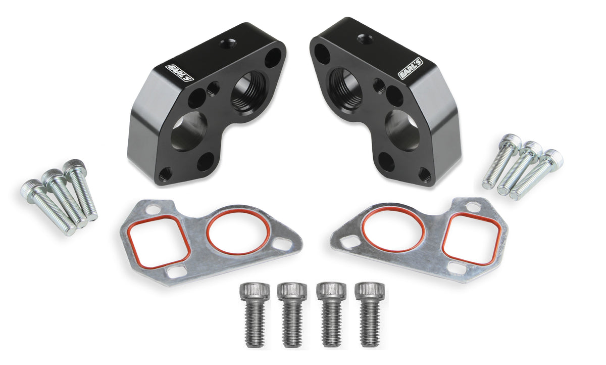 Earl’s Electric Water Pump Block Adapters - Pair - Fits GM LS Engines - LS0025ERL