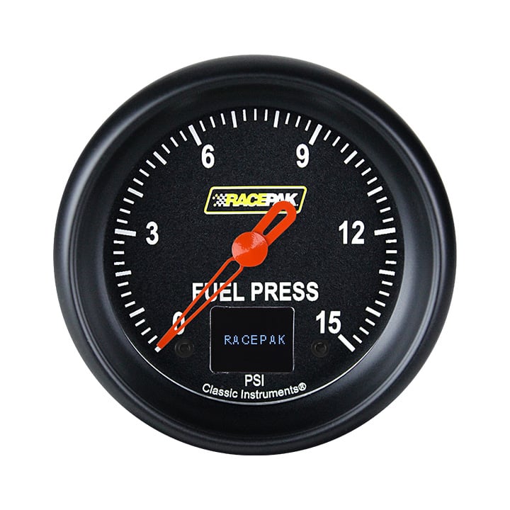 Classic Instruments Racepak 2-5/8" Fuel Press 15 Black - 250-CI-345BB