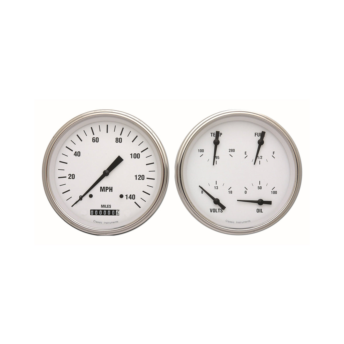 Classic Instruments White Hot 5" Speedo & 5" Quad-GM - WH52SLC