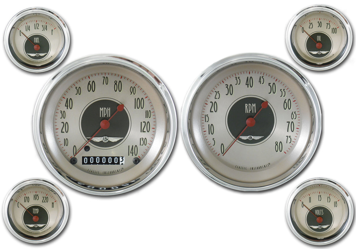 Classic Instruments American Nickel Six Gauge Set - AN51SLC