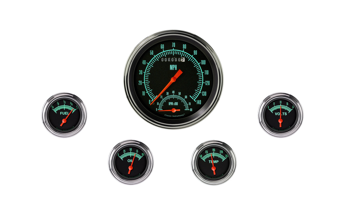 Classic Instruments G/Stock 5" Speedo/Tach With 2-1/8" Fuel/Oil/Temp/Volt GM - GS65SLC