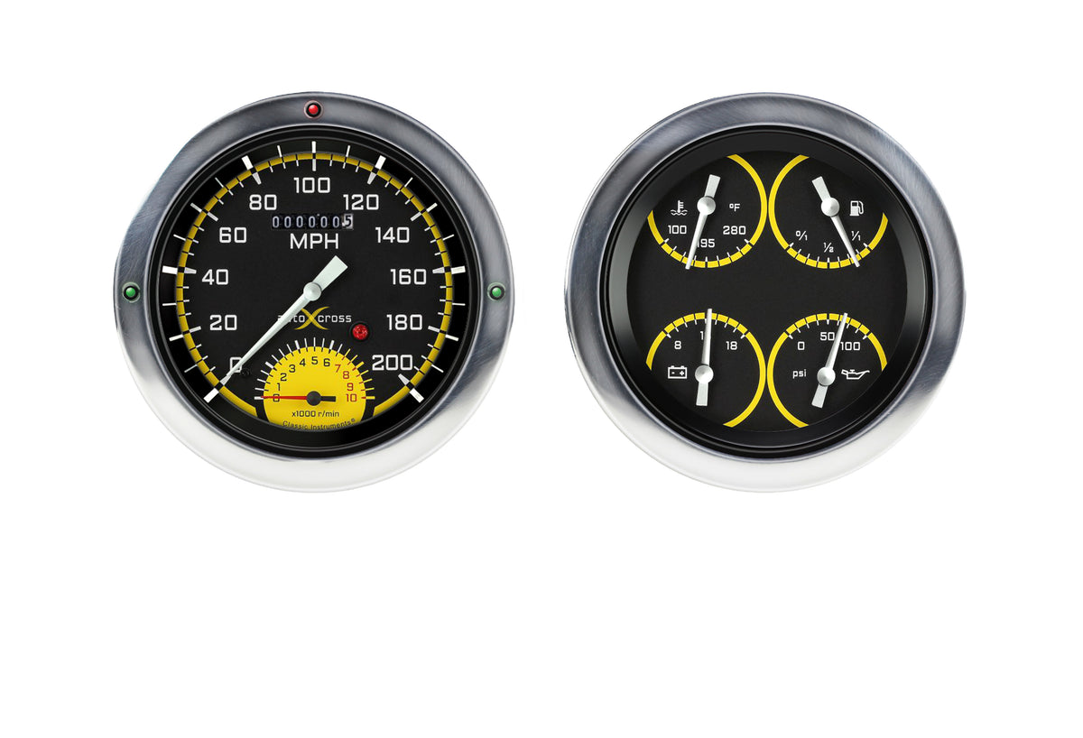 Classic Instruments Autocross Yellow 54-55 Chevy Truck Package w/ Speedtachular - CT54AXY62