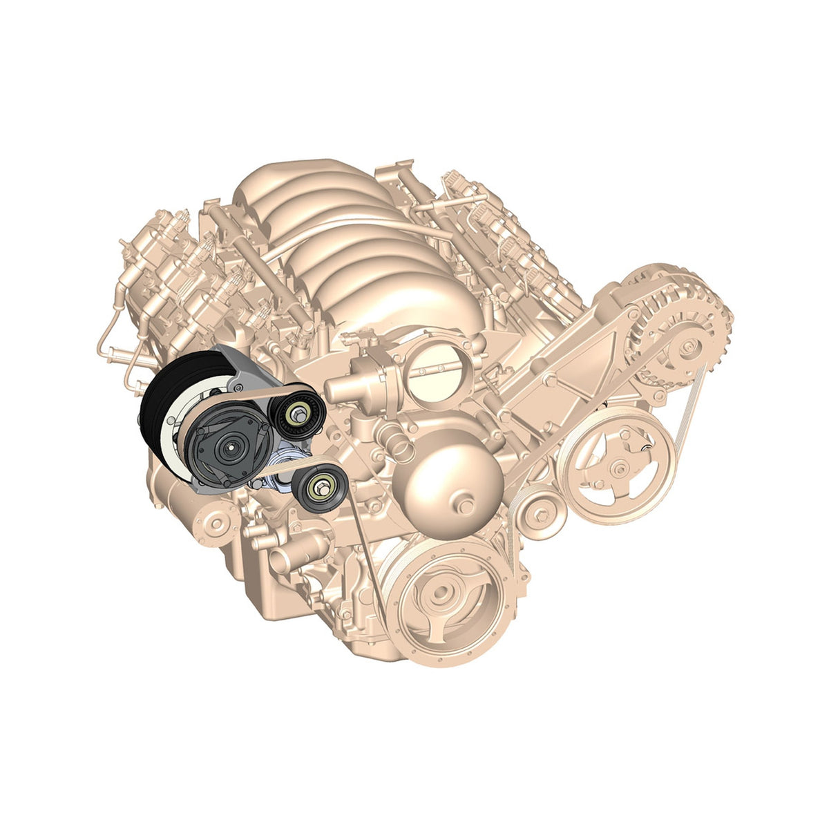 Holley LS High-Mount A/C Accessory Drive Kit
- Includes R4 A/C Compressor, Tensioner, & Pulleys-Polished - 20-140P
