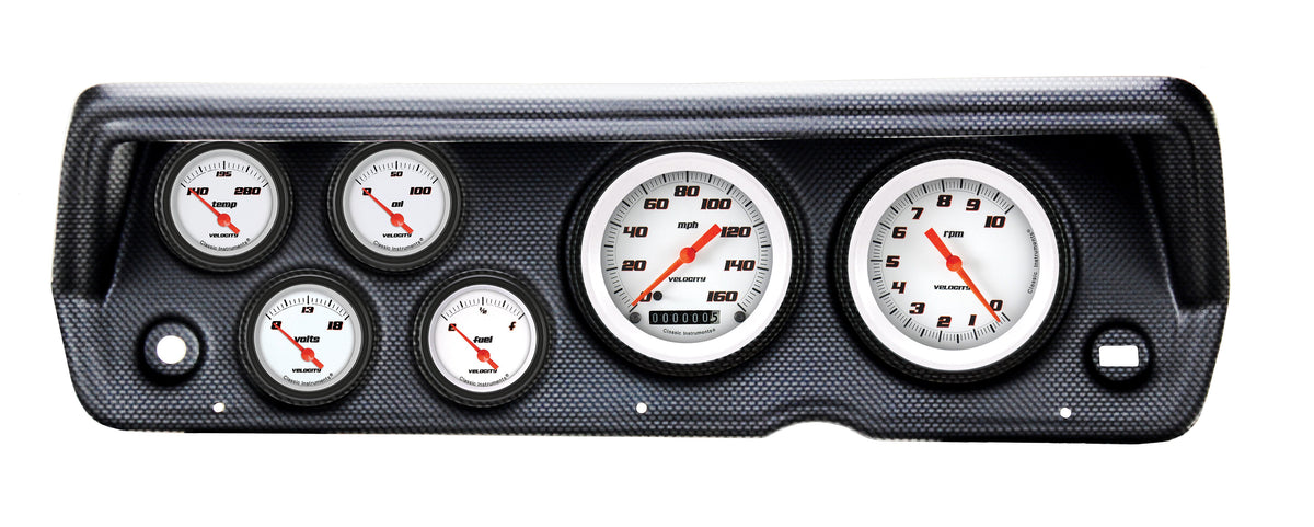 Classic Instruments 1970-76 Duster Velocity White Six Gauge Set Mopar - CDDU70VSW01CF
