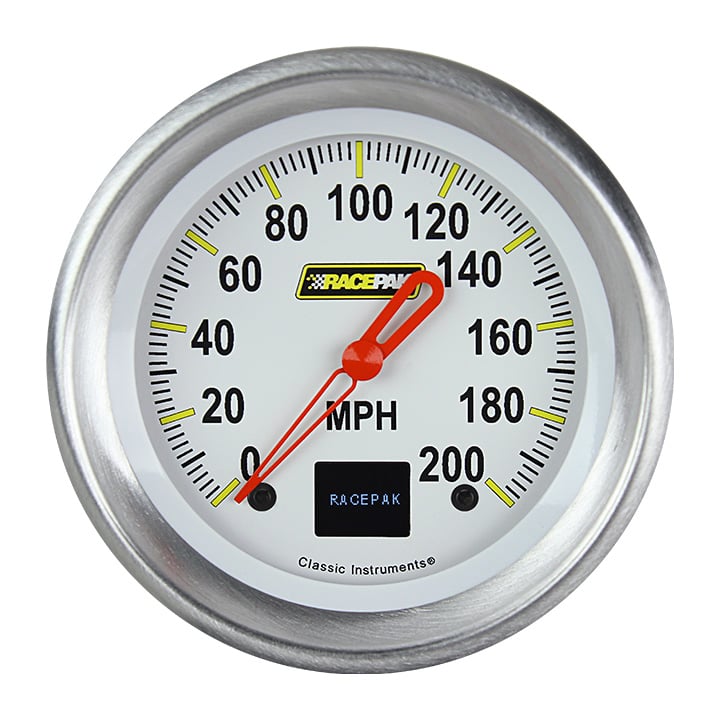 Classic Instruments Racepak 3-3/8" Speedo White - 250-CI-55DWA