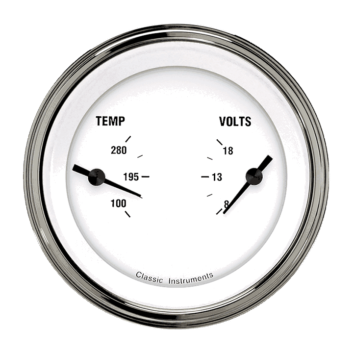 Classic Instruments White Hot 3" Dual - Temperature & Volt Gauge - WH74SLC