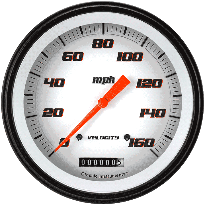 Classic Instruments Velocity White 4-5/8" Speedometer Gauge - VS56WBLF