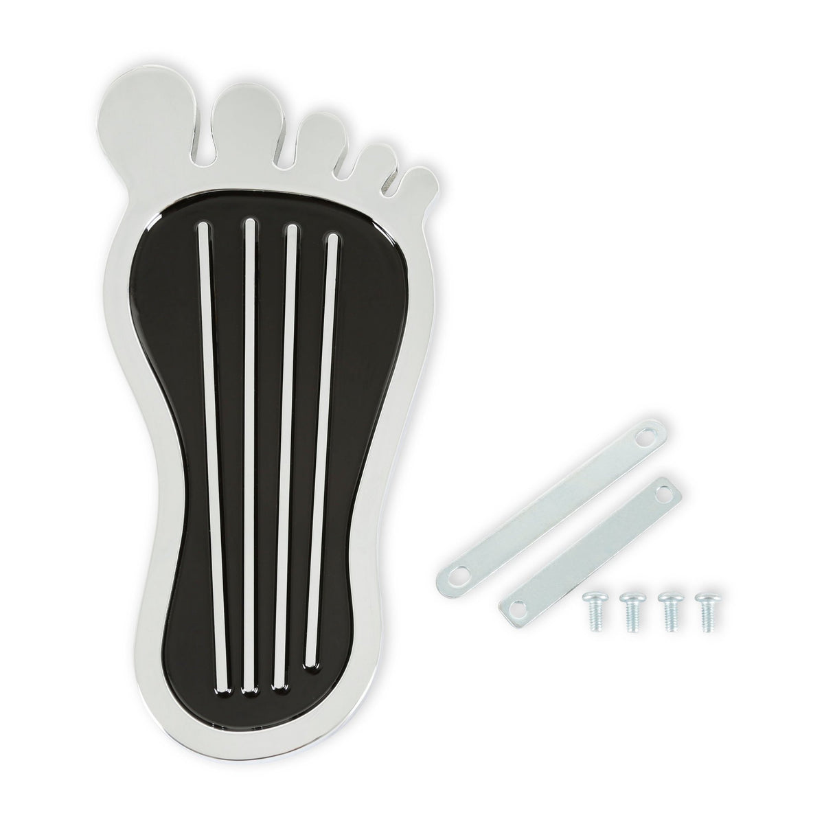 Mr. Gasket Foot Print Gas Pedal Pad - Aluminum - Chrome & Painted Black Trim - 9645
