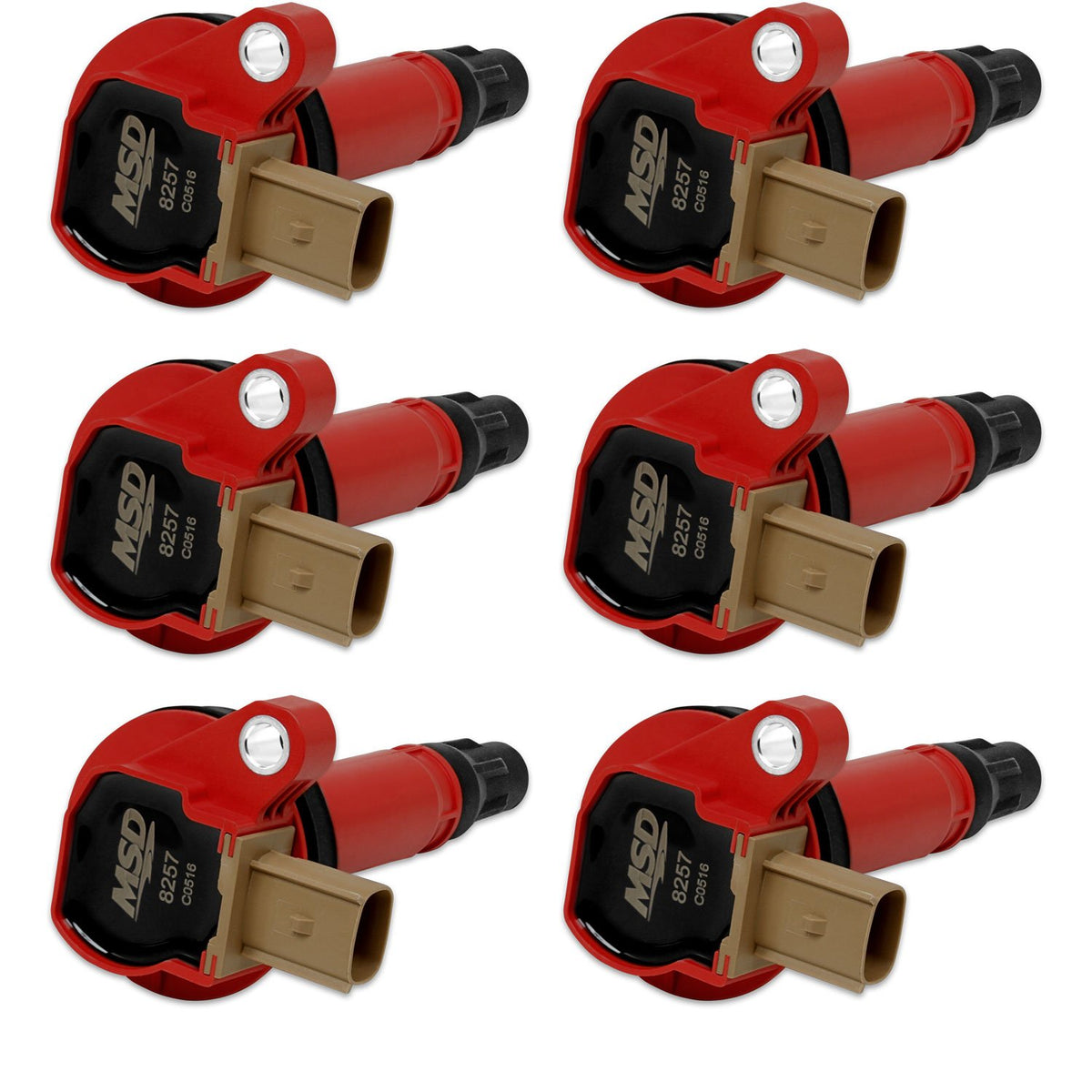 MSD Ignition Coil - Ford EcoBoost - 3.5L V6 - 3-Pin Connector - Red - 6-Pack - 82576