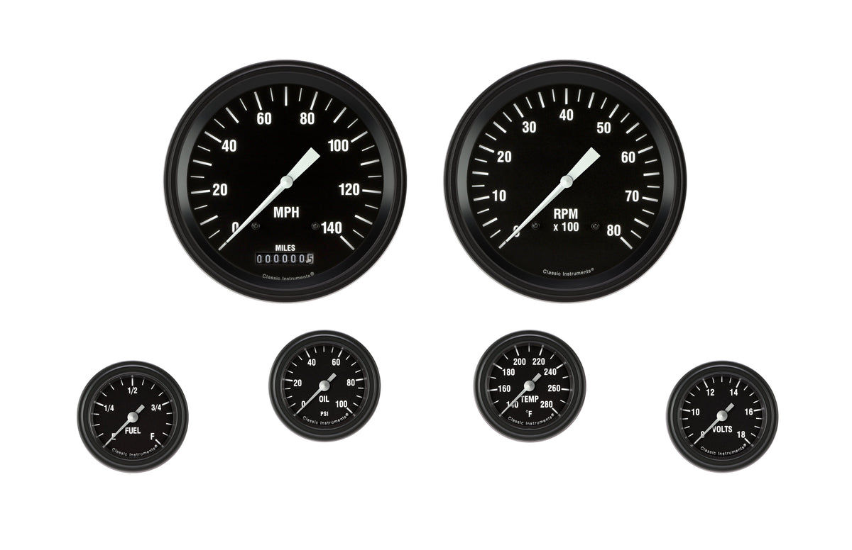 Classic Instruments Hot Rod 2-1/8" Full Sweep Six Gauge Set - GM - HR151BLF