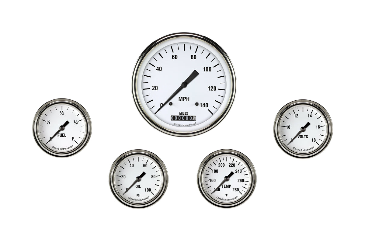 Classic Instruments White Hot Five Gauge Set - WH354SLF
