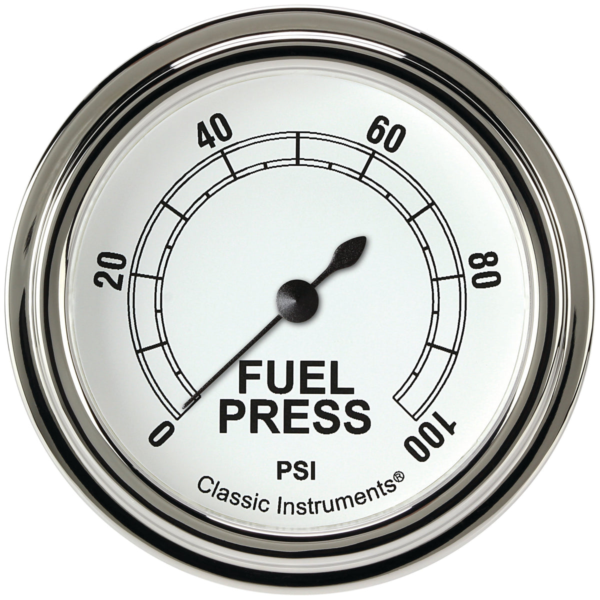 Classic Instruments Classic White 2-5/8" Fuel Pressure Gauge (100 PSI) - CW346SLF