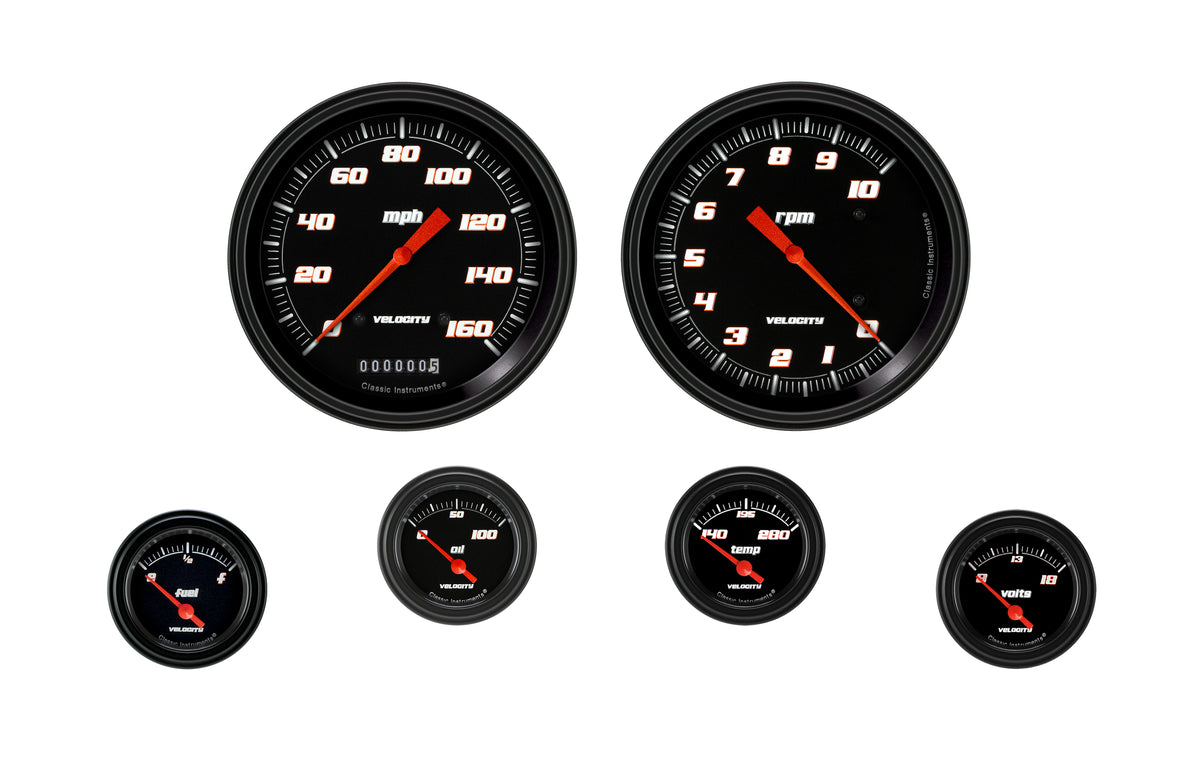 Classic Instruments Velocity Black Six Gauge Set - VS51BBLF