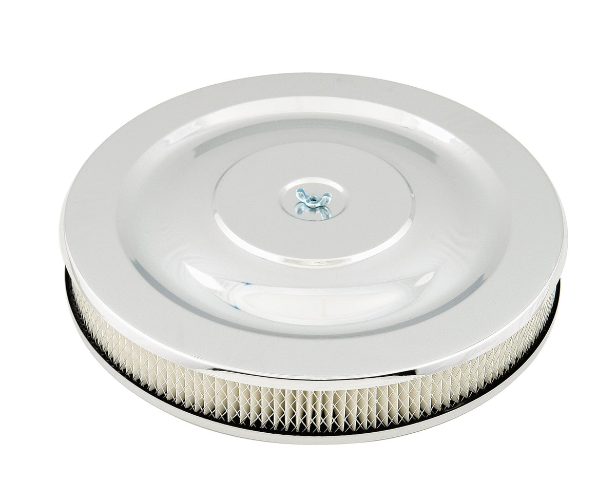 Mr. Gasket Air Cleaner - 14 Inch Diameter x 2-1/4 Inch Tall - Chrome - 1480