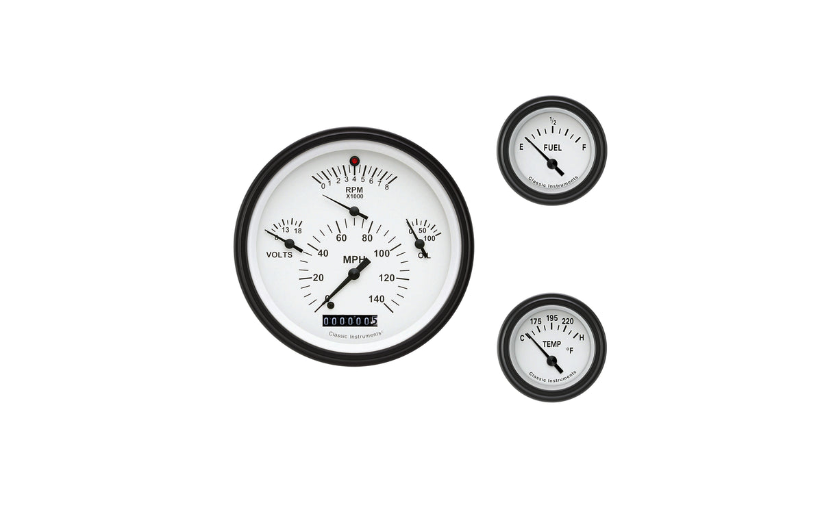 Classic Instruments Tetra Six Gauge Set White - GM - TE01WBLF