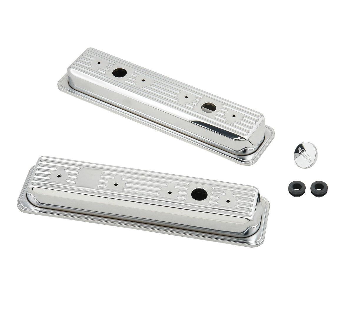 Mr. Gasket Chrome Valve Covers - Finned - 9415