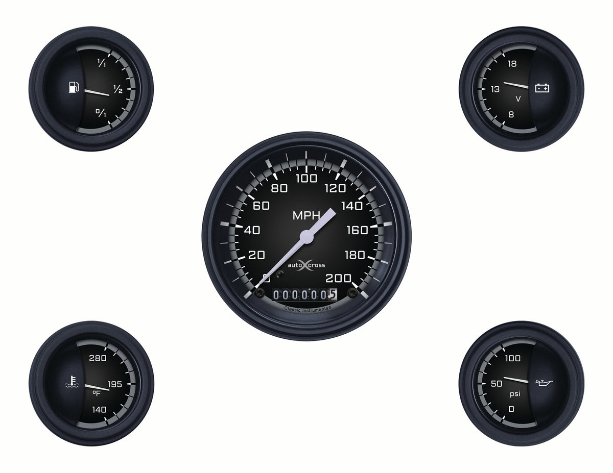 Classic Instruments Autocross Gray Six Gauge Set - AX00GBLF
