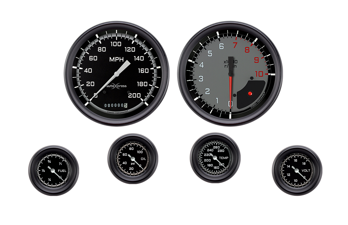 Classic Instruments AutoCross Gray Six Gauge Set - AX151GBPF