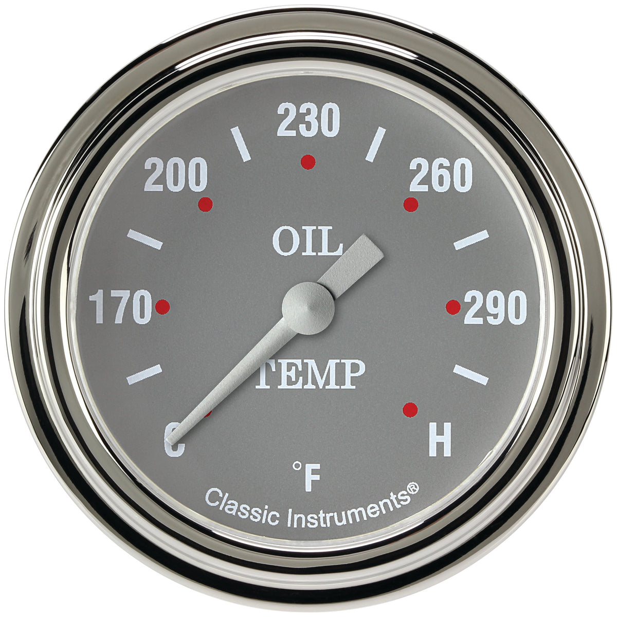 Classic Instruments Silver Gray 2-5/8" Oil Temperature Gauge - SG328SLF