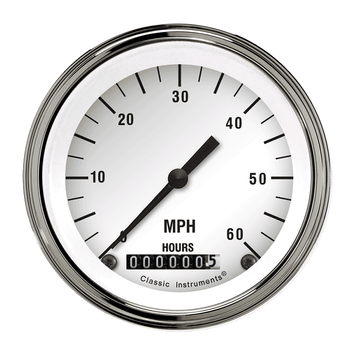 Classic Instruments White Hot 3-3/8" Low Speed Speedometer Gauge - LSWH