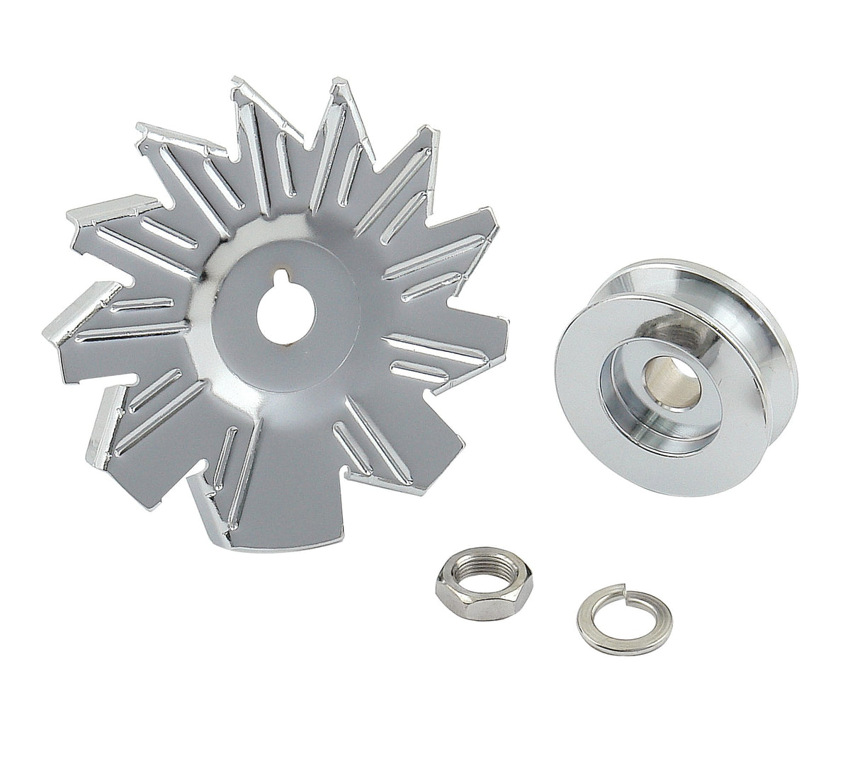 Mr. Gasket Chrome Alternator Fan & Pulley - Chrome - 6808