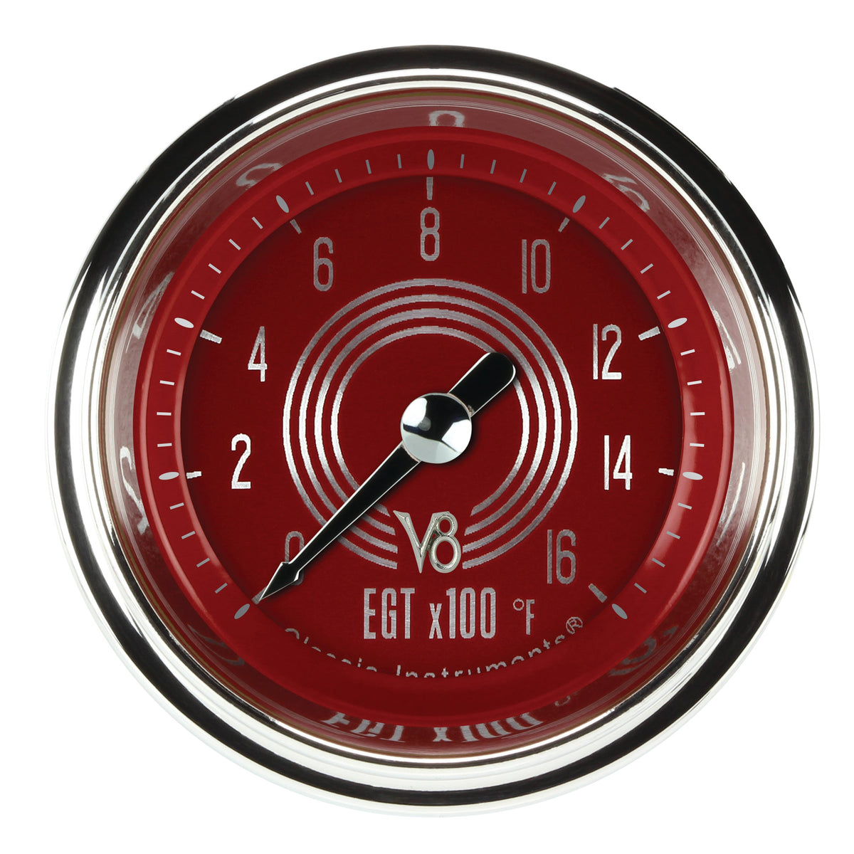 Classic Instruments V8 Red Steelie 2-1/8" Exhaust Gas Tempature Gauge - V8RS198SHC
