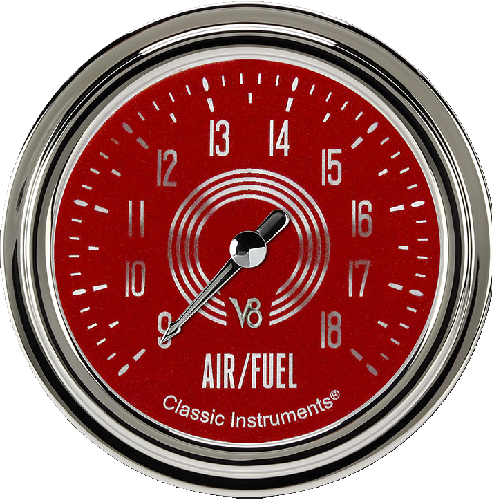 Classic Instruments V8 Red Steelie 2-5/8" Air Fuel Ratio Gauge - V8RS394SLC