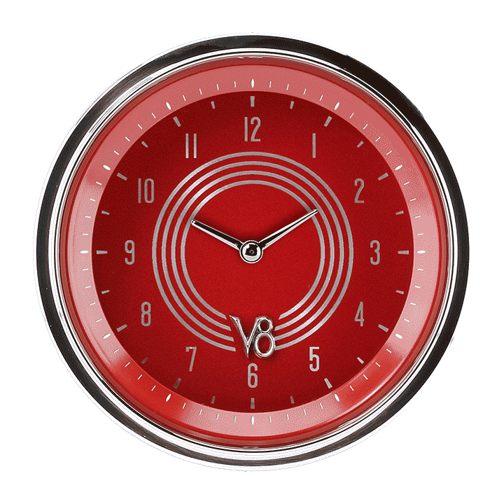 Classic Instruments V8 Red Steelie 3-3/8" Clock - V8RS93SHC