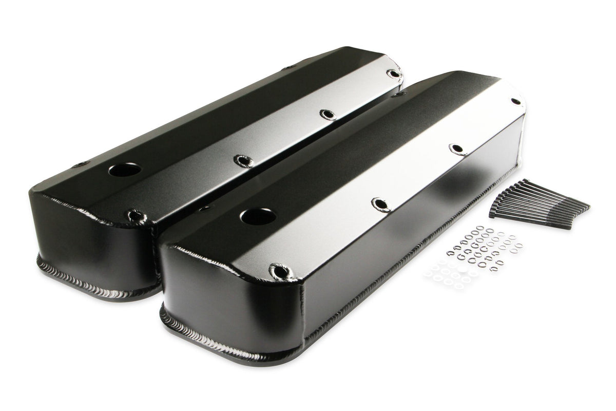 Mr. Gasket Fabricated Aluminum Valve Covers - Black Finish - 6880BG