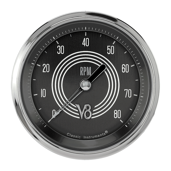 Classic Instruments V8 Speedster 3-3/8" Tachometer Gauge - V8SR80SHC