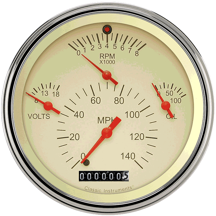 Classic Instruments Tetra Series Tan Combination Gauge - TE40TSLF