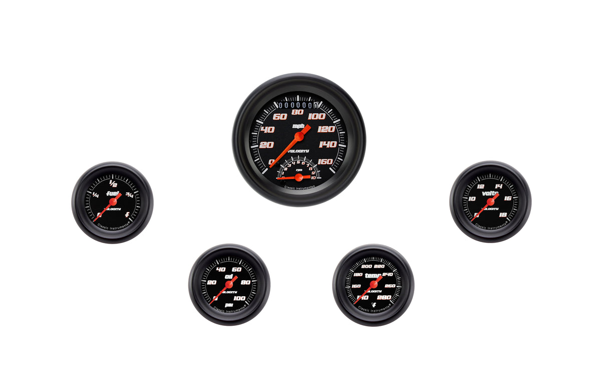 Classic Instruments Velocity Black 2" Full Sweep Ultimate Four Gauge Set - VS135BBPF