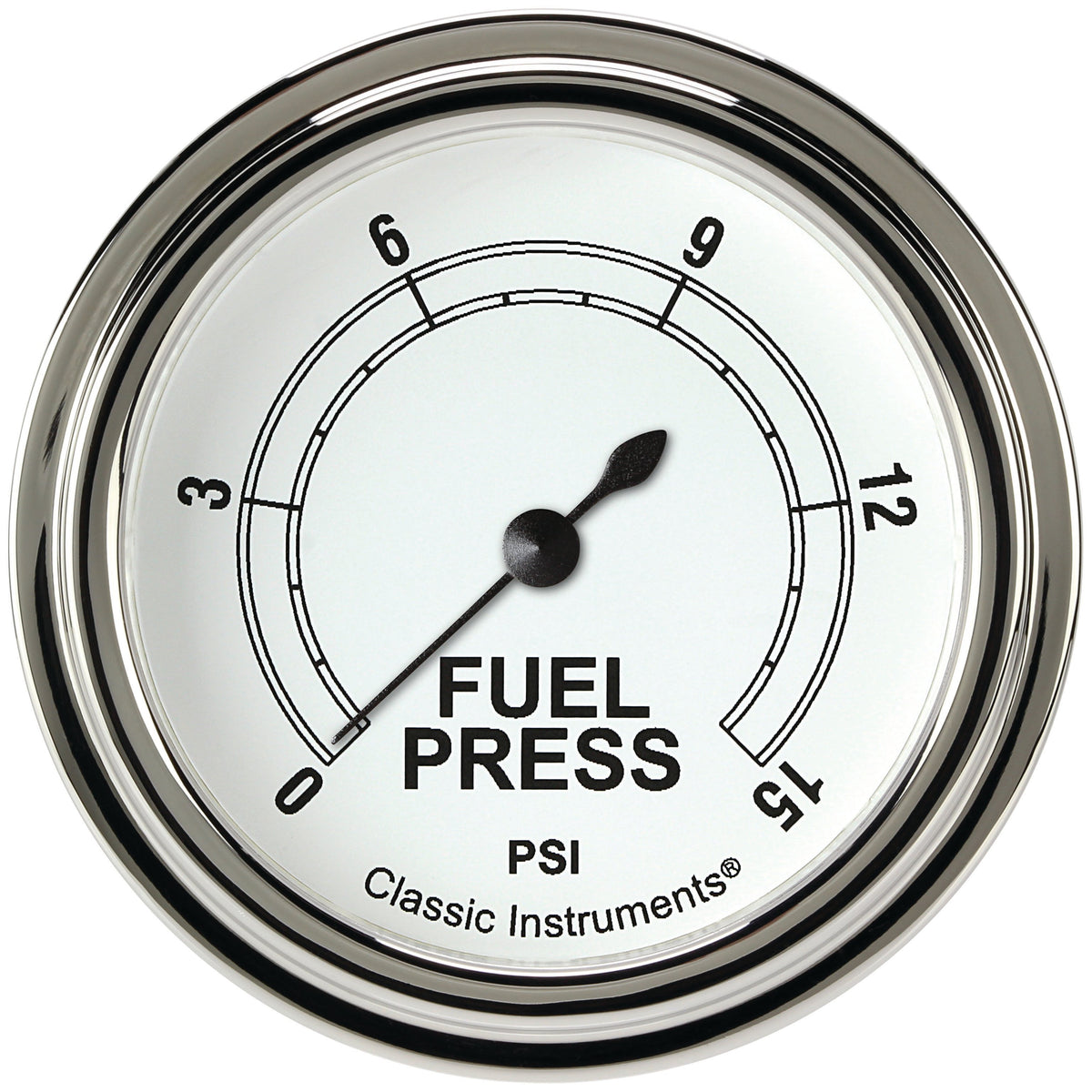 Classic Instruments Classic White 2-5/8" Fuel Pressure Gauge (15 PSI) - CW345SLF
