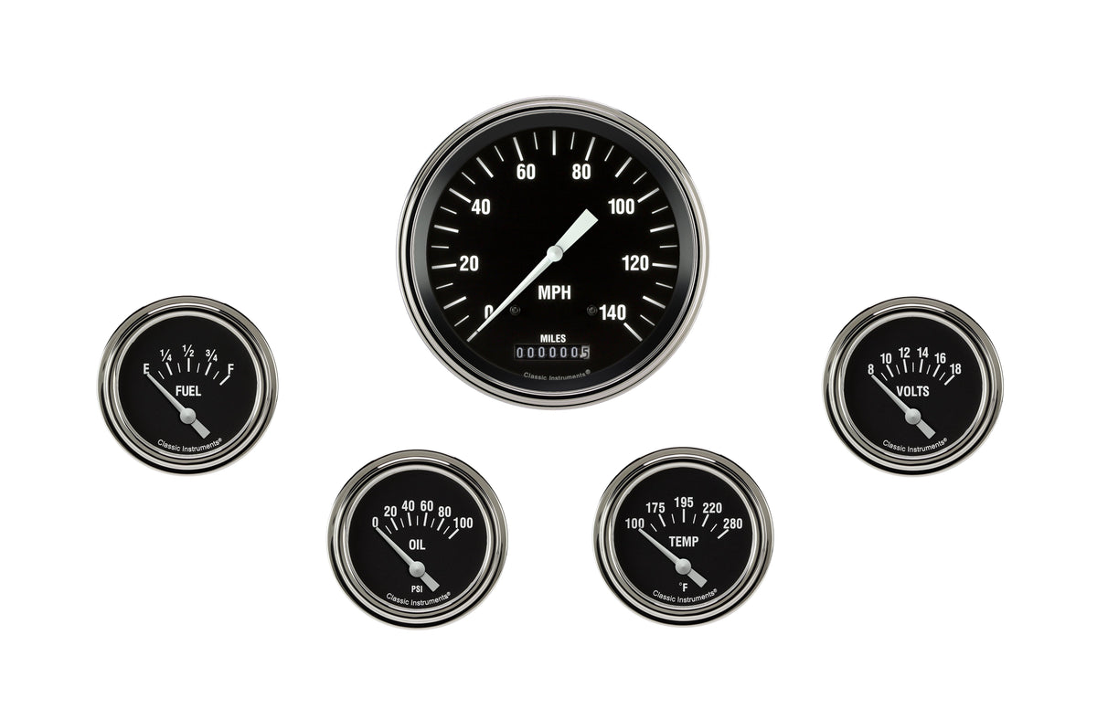 Classic Instruments Hot Rod Five Gauge Set - HR254SLF