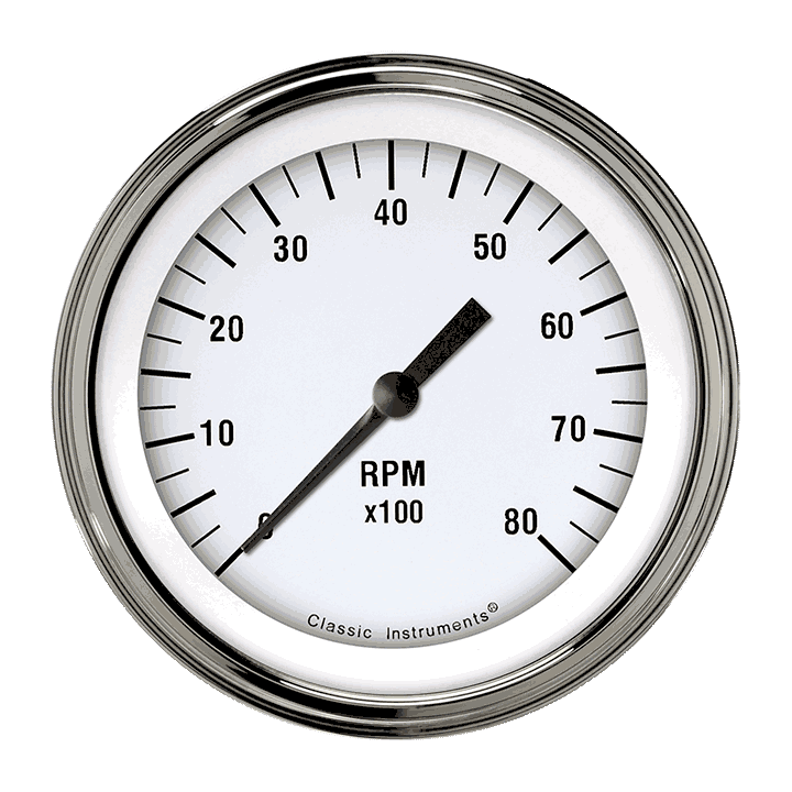 Classic Instruments White Hot 3" Tachometer Gauge (8000 RPM) - WH80SLC
