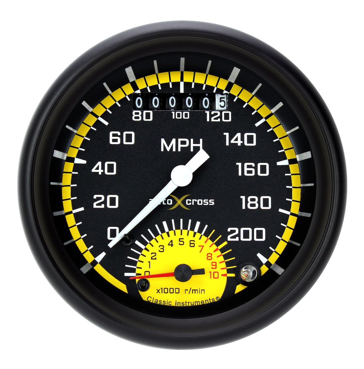 Classic Instruments AutoCross Yellow 3-3/8" Ultimate Speedometer Gauge - AX20YBPF