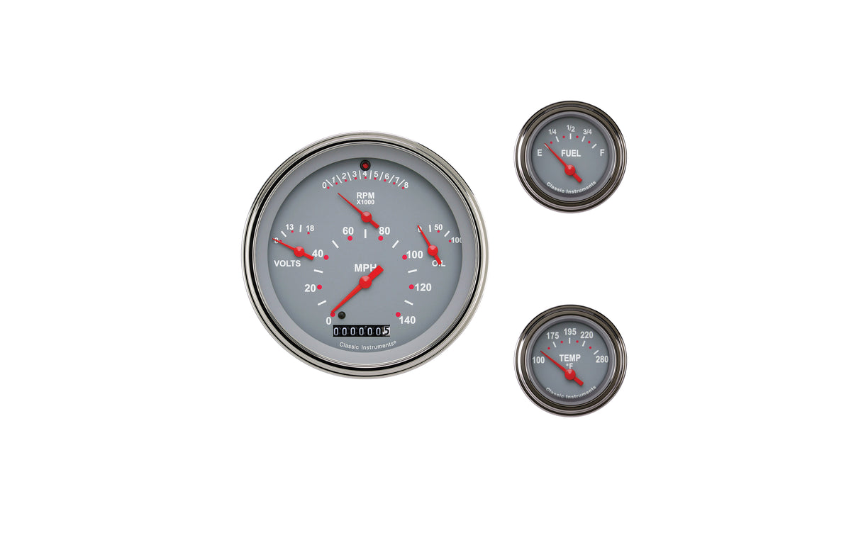 Classic Instruments Tetra Gray Six Gauge Set - TE01GSLC