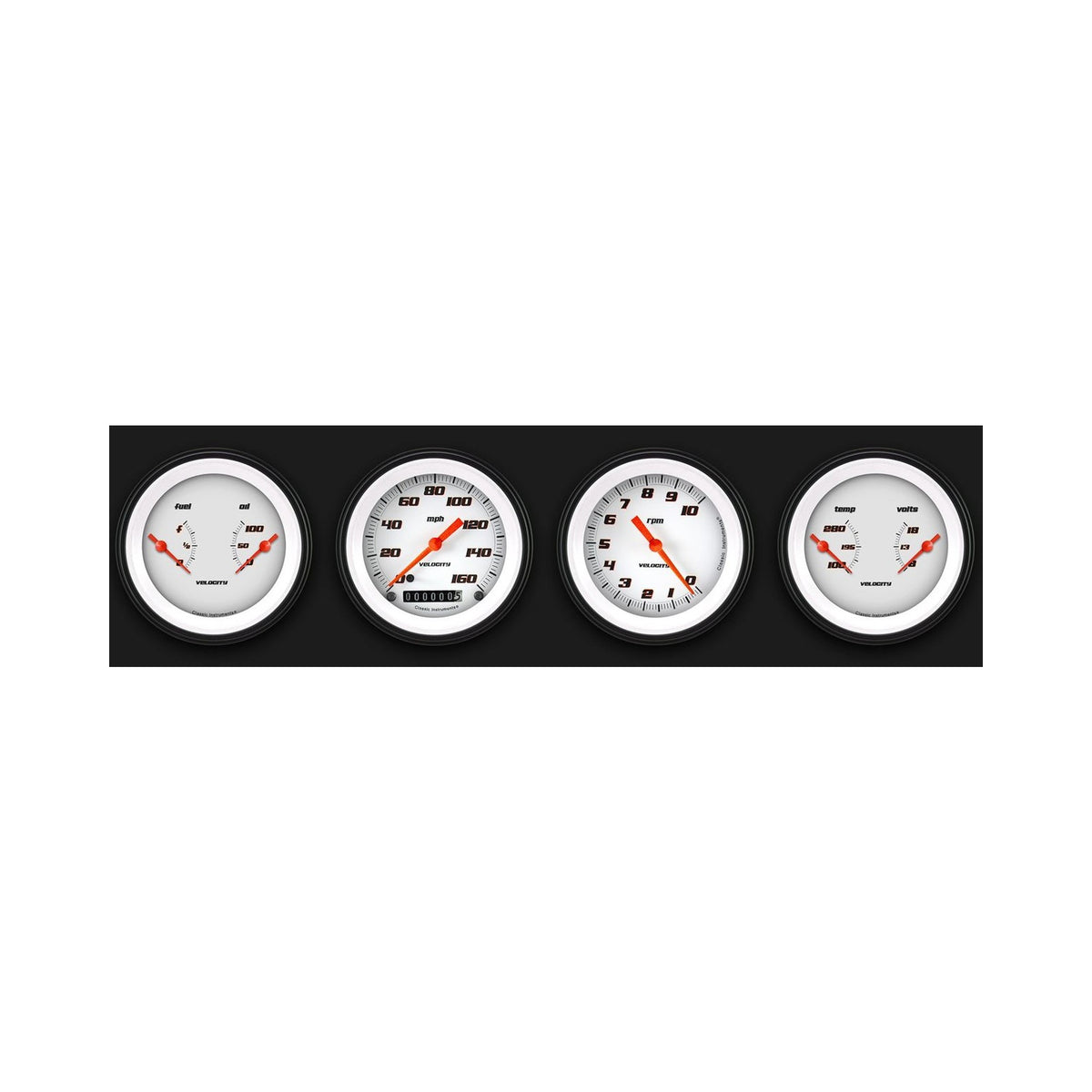 Classic Instruments Velocity White Four Gauge Set - VS05WBLF