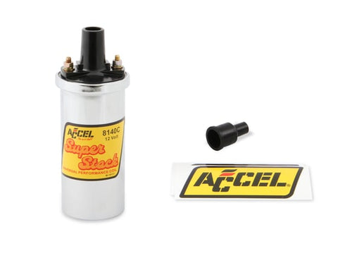 ACCEL Ignition Coil - Chrome - 42000v 1.4 ohm primary - Points - up to 6500 RPM 8140C
