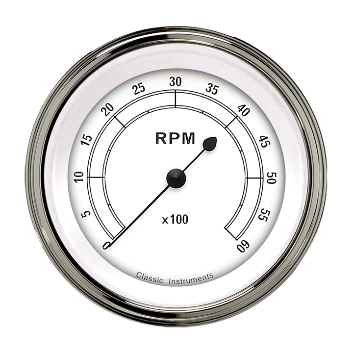 Classic Instruments Classic White 3-3/8" Tachometer Gauge - CW60SLF