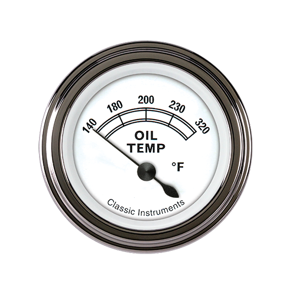Classic Instruments Classic White 2-1/8" Oil Temperature Gauge - CW28SLF